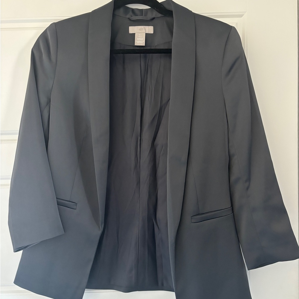 Grey Silky Blazer, Size 2, H&M